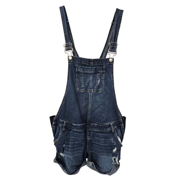 Indigo Blue Distressed Denim Overalls Womens Size Large L - Picture 1 of 8